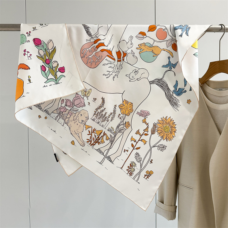 Travel Accessories Aesthetic - Syal Sutra Cetak AB Faced Print