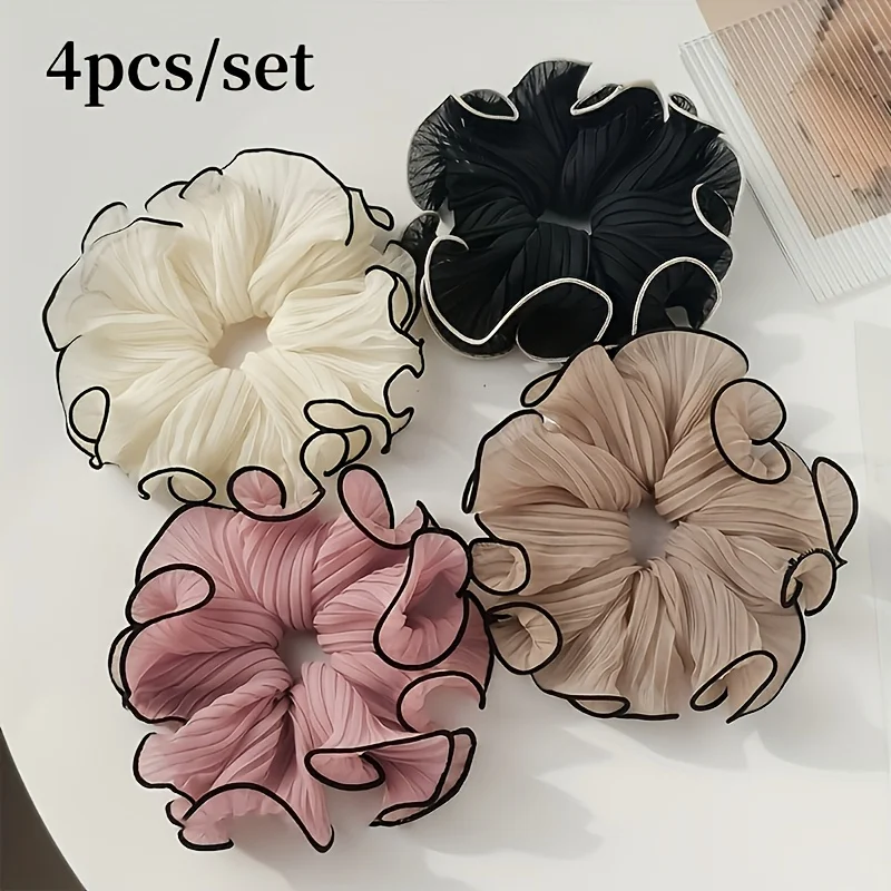 Travel Accessories Aesthetic - 4 Buah/Set Ikat Rambut Kain Berumbai